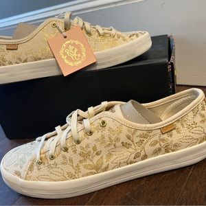 Rifle Paper Co x Keds Kickstart Queen Ann Gold Embroidery Print